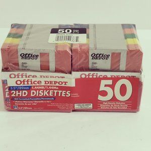 Office Depot 2HD Diskettes 3.5"/89mm 50 Count Pack New